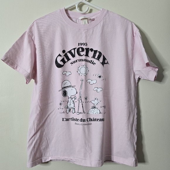 H&M Tops Hm Oversized Cotton Snoopy Print Short Sleeve Tshirt